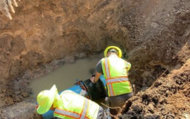 Public Works crew performing main line repair.