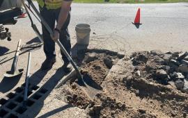 Public Works crew performing pothole repair.