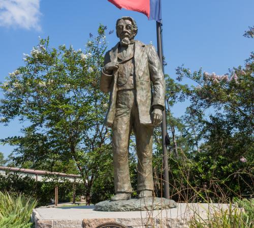 Cedar Crake Park is host to the Pioneers of Montgomery Statue featuring Dr. Charles B. Stewart, designer of the Texas Flag.