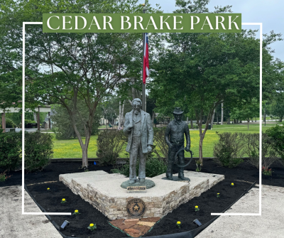 Cedar Brake Park Statues of C.B. Stewart and The Rancher