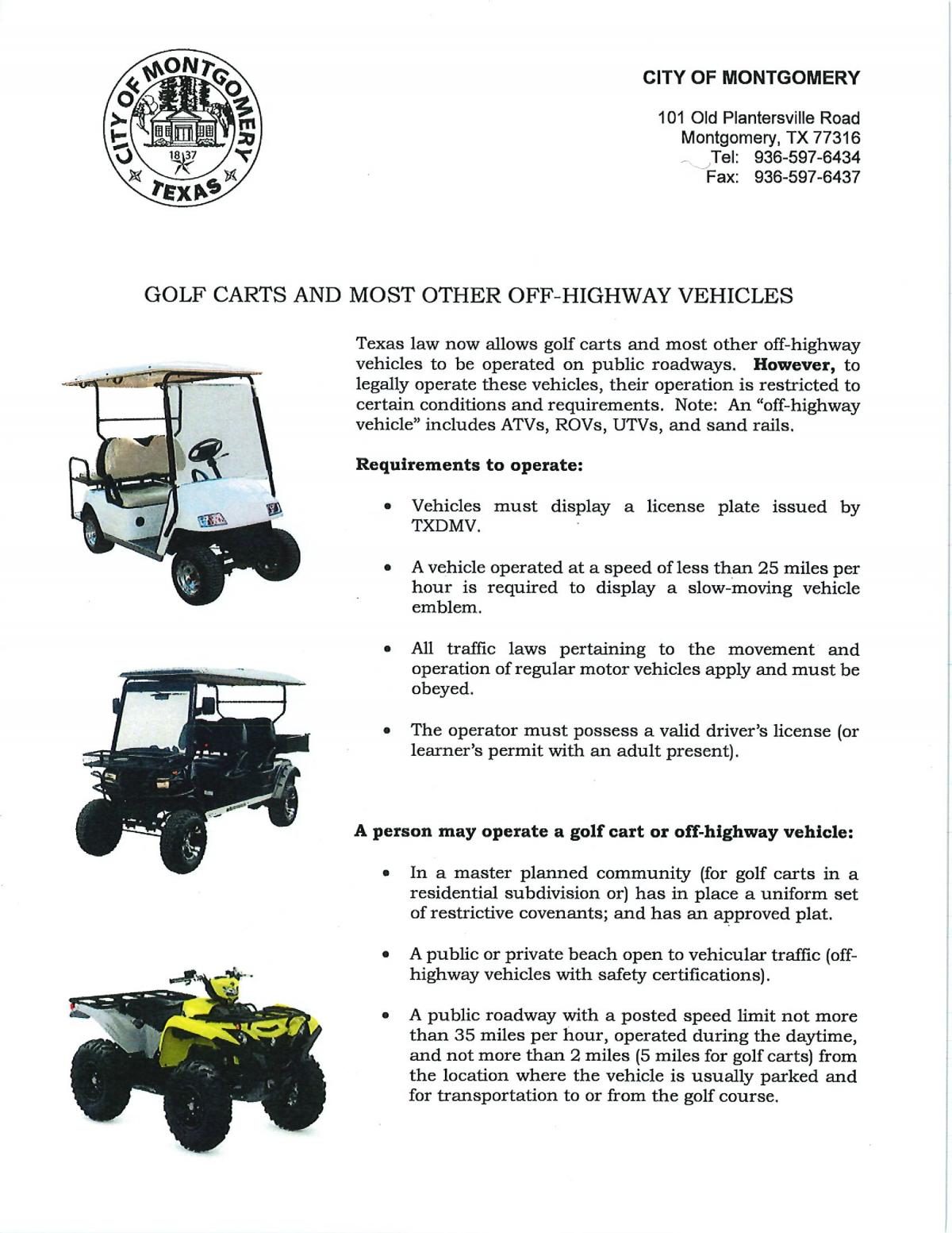 Golf Cart Info Flyer