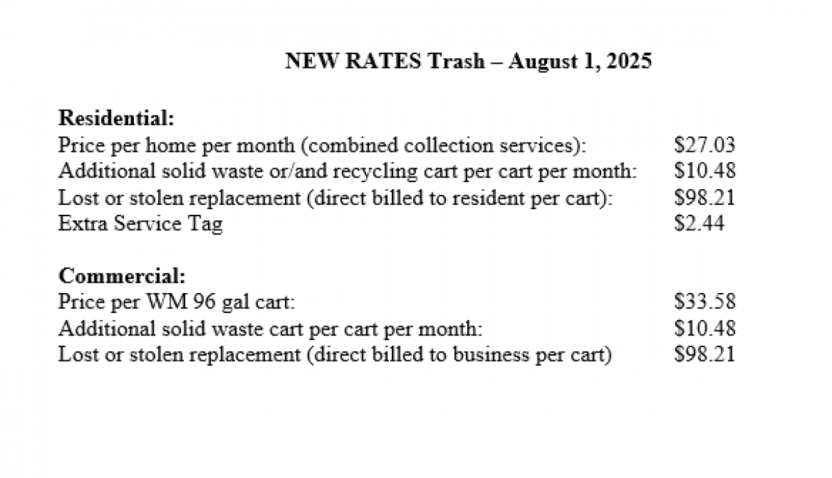 New Trash Rates 2025